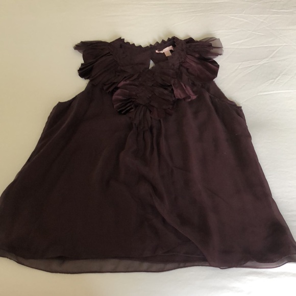 Rebecca Taylor Pleated Ruffle Neck Blouse - Picture 4 of 12